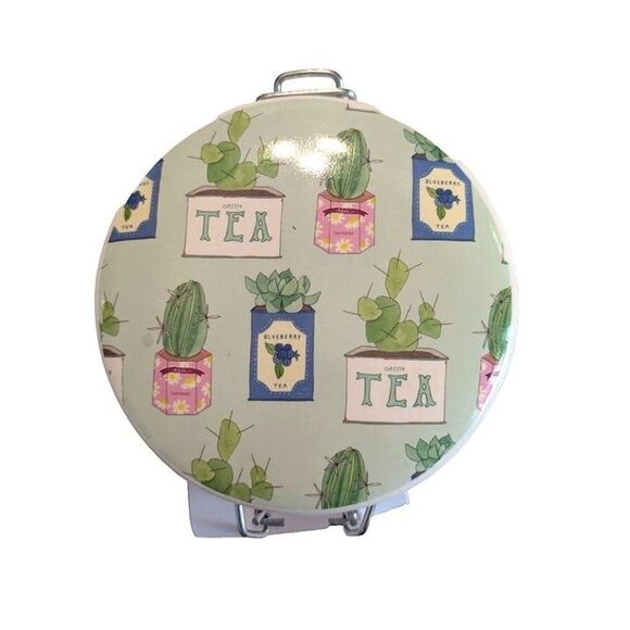 Succulent Ceramic Lid Glass Clamp Jar Canister Green Floral 34 Oz. 6-in Gift - Picture 6 of 6